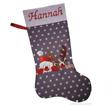Nikolausstiefel Rentier und Weihnachtsmann XXL mit Name